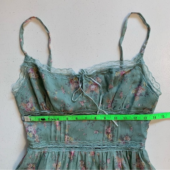 Lulus Small Flirty Dreamer Sage Green Floral Bustier Lace Ribbon Mini Dress NWT - Picture 15 of 17